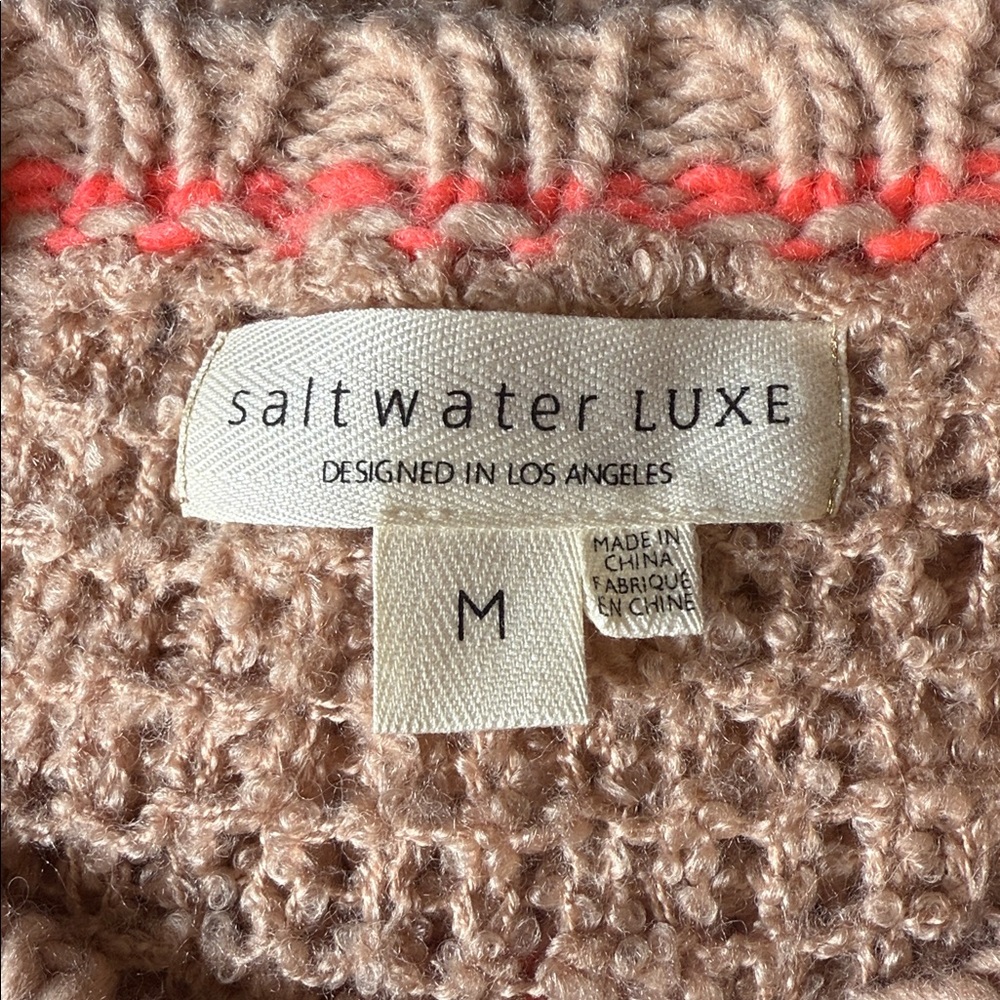 Saltwater Luxe Open Knit Sweater-Sand/Melon - Picture 7 of 8